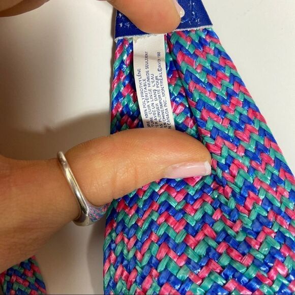 Long bright pink teal blue 80s 90s braided belt. - Picture 5 of 5